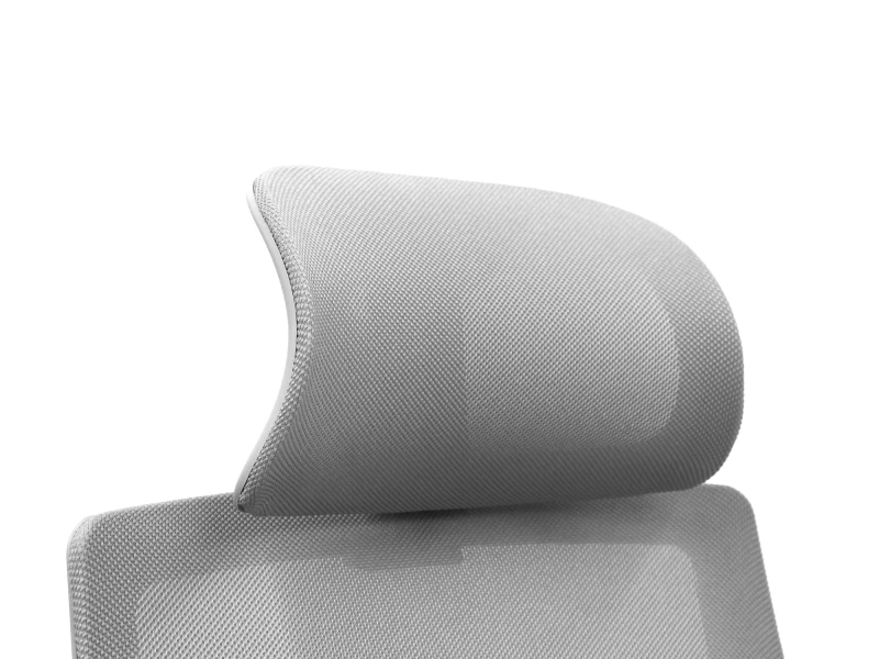 Fotel Ergonomiczny Biurowy ERGONAUT NEST Szary - zbliżenie na siatkowy zagłówek.