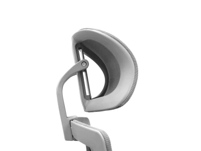 Fotel Ergonomiczny Biurowy ERGONAUT NEST Szary - zbliżenie profilu zagłówka i mechanizmu mocowania.