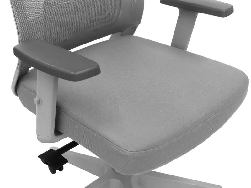 Fotel Ergonomiczny Biurowy ERGONAUT NEST Szary – zbliżenie na tapicerowane siedzisko i podłokietniki.