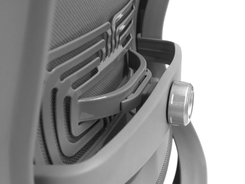 Fotel Ergonomiczny Biurowy ERGONAUT NEST Szary – zbliżenie z boku na pokrętło mechanizmu podparcia lędźwi.