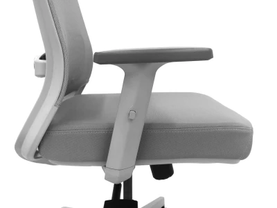 Fotel Ergonomiczny Biurowy ERGONAUT NEST Szary – profil siedziska oraz boczny widok podłokietnika.