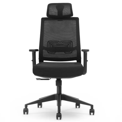 Fotel Ergonomiczny Biurowy ERGONAUT NEST Czarny - widok bezpośrednio z przodu na symetryczną konstrukcję.