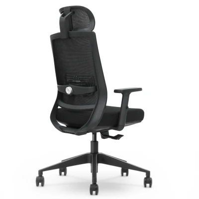 Fotel Ergonomiczny Biurowy ERGONAUT NEST Czarny - widok z tyłu pod kątem na konstrukcję oparcia i podstawę.