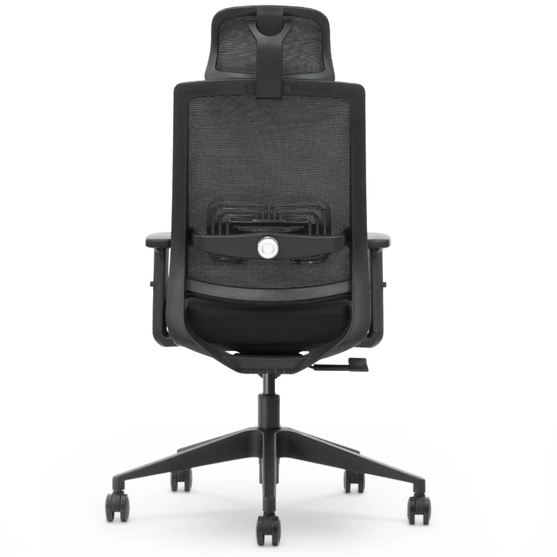 Fotel Ergonomiczny Biurowy ERGONAUT NEST Czarny - widok bezpośrednio z tyłu na plastikową ramę i regulację.