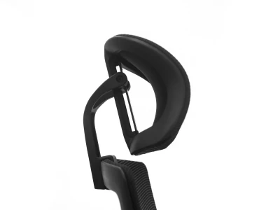 Fotel Ergonomiczny Biurowy ERGONAUT NEST Czarny - detal zagłówka i ruchomego ramienia widoczny z boku.