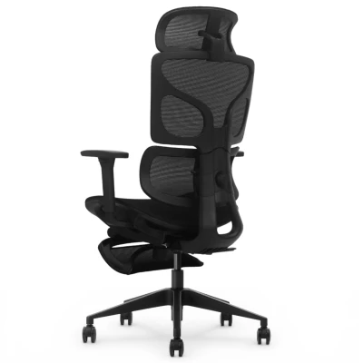 Fotel Ergonomiczny Biurowy ERGONAUT BIONIC AIR FR Czarny - widok z prawego półprofilu od tyłu na stelaż podtrzymujący siatkę.