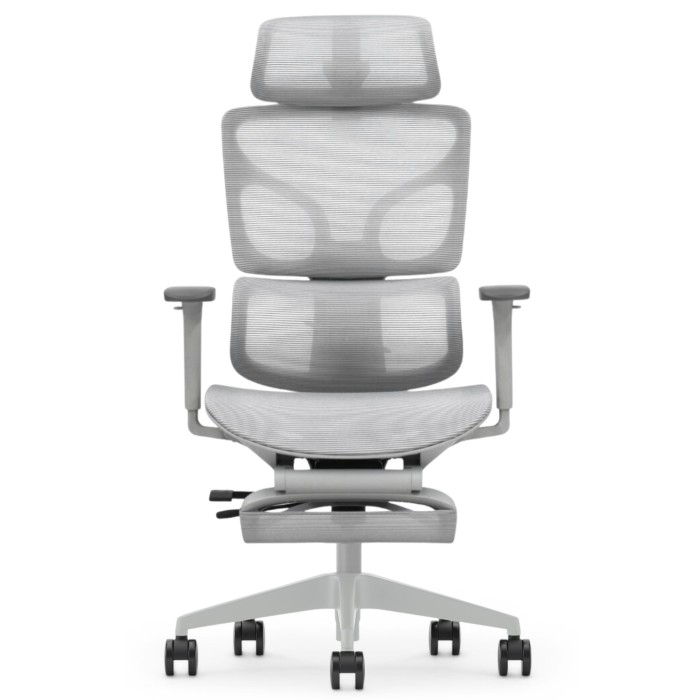 Szary fotel ERGONAUT BIONIC AIR FR z siatki mesh – centralny widok z przodu.