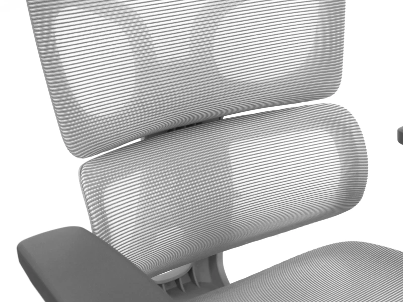 Fotel Ergonomiczny ERGONAUT BIONIC AIR FR Szary - zbliżenie na dwuczęściowe oparcie z siatką.