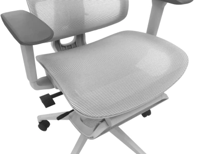 Fotel Ergonomiczny ERGONAUT BIONIC AIR FR Szary - widok z góry na szerokie, siatkowe siedzisko i podłokietniki.