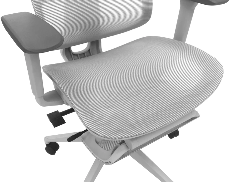 Fotel Ergonomiczny ERGONAUT BIONIC AIR FR Szary - widok z góry na szerokie, siatkowe siedzisko i podłokietniki.