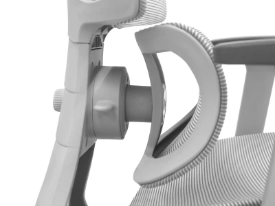 Fotel Ergonomiczny ERGONAUT BIONIC AIR FR Szary - zbliżenie na boczny mechanizm regulacji i siatkę.