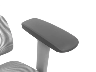 Fotel Ergonomiczny ERGONAUT BIONIC AIR FR Szary - zbliżenie na płaski, szary podłokietnik i biały wspornik.