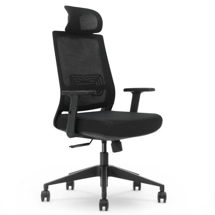 Fotel Ergonomiczny Biurowy ERGONAUT NEST Czarny - ujęcie z przodu pod kątem na siedzisko i oparcie z siatki.