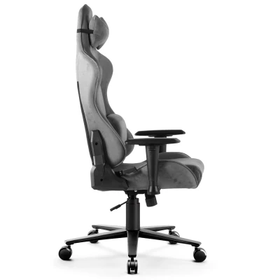 Fotel Gamingowy Delagear G 600 PURE Ciemnoszary Materiałowy - lewy profil oparcia i siedziska.