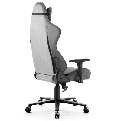 Fotel Gamingowy Delagear G 600 PURE Ciemnoszary Materiałowy - tylny prawy półprofil ukazujący tył oparcia.