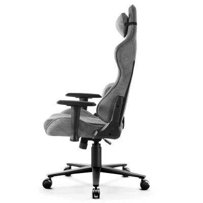 Fotel Gamingowy Delagear G 600 PURE Ciemnoszary Materiałowy - prawy profil uwydatniający głębokość siedziska.