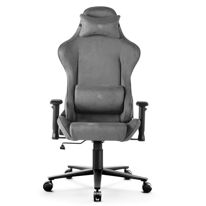 Fotel Gamingowy Delagear G 600 PURE Ciemnoszary Materiałowy - centralny widok z przodu na sylwetkę.