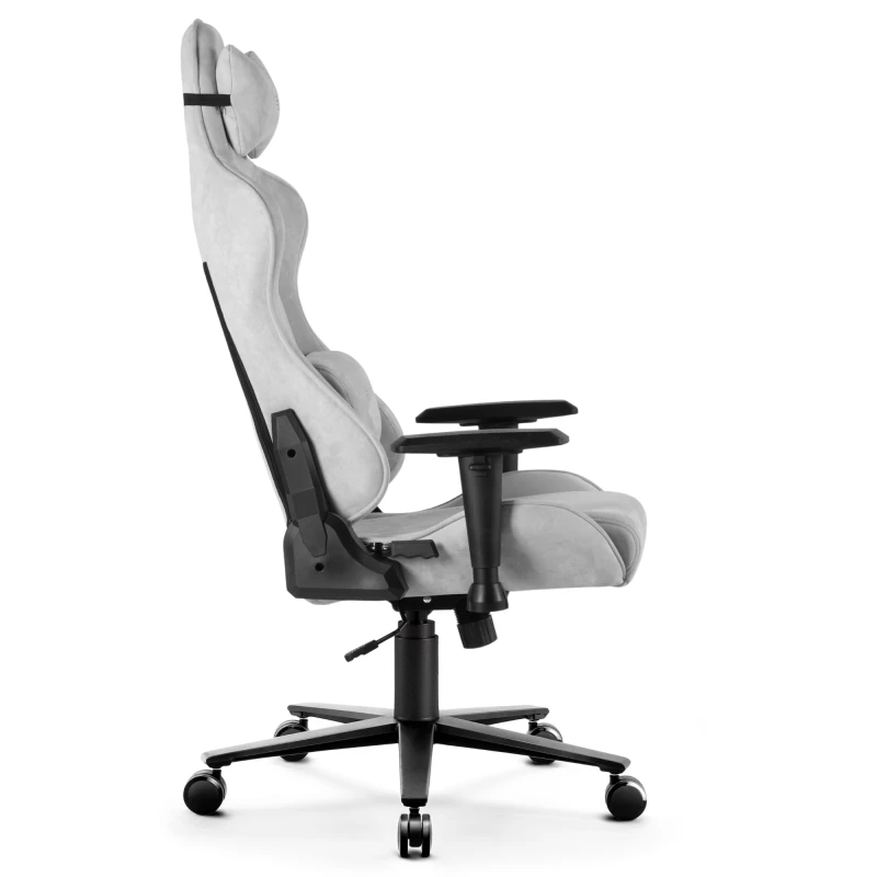 Fotel Gamingowy Delagear G 600 PURE Szary Materiałowy – widok z boku (profil lewy).