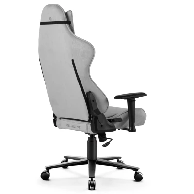 Fotel Gamingowy Delagear G 600 PURE Szary Materiałowy – widok z tyłu pod kątem (półprofil).