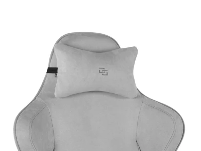 Fotel Gamingowy Delagear G 600 PURE Szary Materiałowy – zbliżenie na poduszkę zagłówkową.