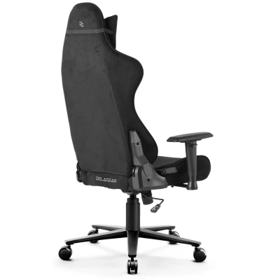 Fotel Gamingowy Delagear G 600 DIAMOND Czarny Materiałowy - widok z tyłu pod kątem z lewej strony.