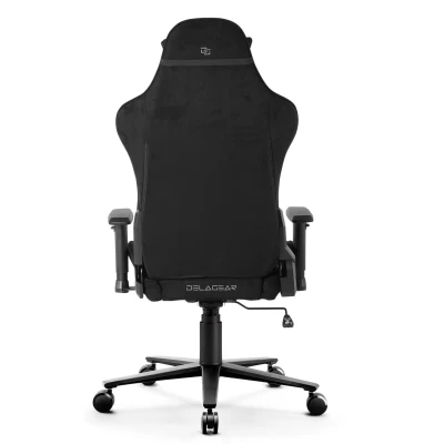 Fotel Gamingowy Delagear G 600 DIAMOND Czarny Materiałowy - widok bezpośrednio z tyłu na plecy.