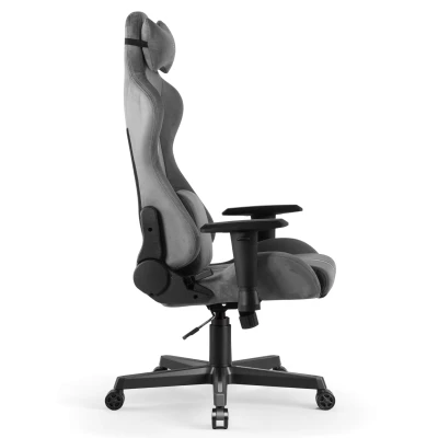 Fotel Gamingowy Delagear G 525 Ciemnoszary Materiałowy – prawy profil boczny prezentujący linię oparcia i podłokietnik.