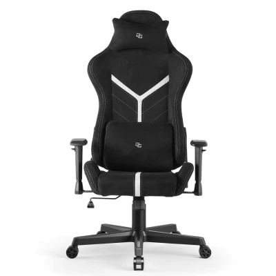 Fotel Gamingowy Delagear G 525 Czarno-szary Materiałowy - widok centralny z przodu na oparcie i siedzisko.