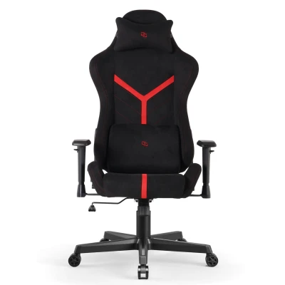 Fotel Gamingowy Delagear G 525 Czarno-czerwony Materiałowy - widok centralnie z przodu.