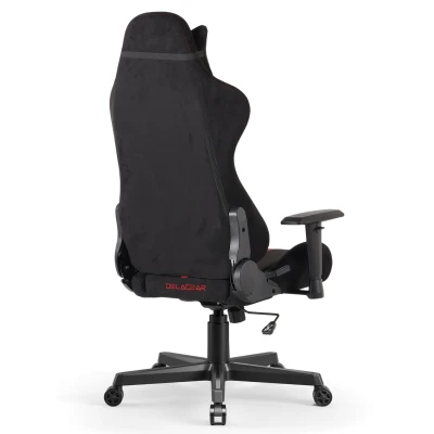 Fotel Gamingowy Delagear G 525 Czarno-czerwony Materiałowy - widok pod kątrem z tyłu z prawej strony.