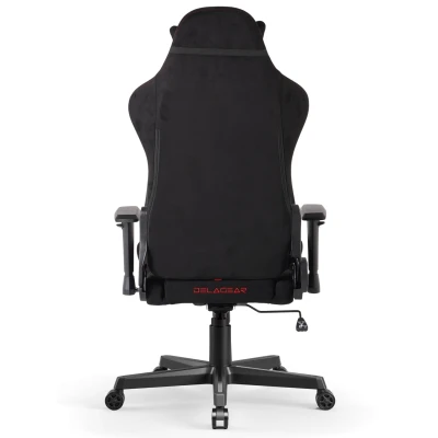 Fotel Gamingowy Delagear G 525 Czarno-czerwony Materiałowy - widok centralnie z tyłu.