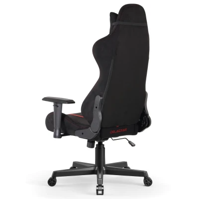 Fotel Gamingowy Delagear G 525 Czarno-czerwony Materiałowy - widok pod kątem z tyłu z lewej strony.