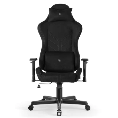 Fotel Gamingowy Delagear G 525 Czarny Materiałowy - centralny widok z przodu na siedzisko i oparcie.