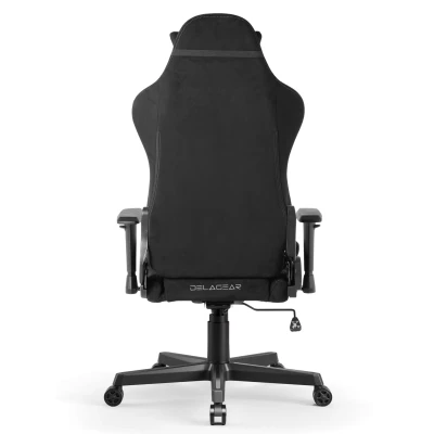 Fotel Gamingowy Delagear G 525 Czarny Materiałowy - centralny widok z tyłu na oparcie i podstawę.