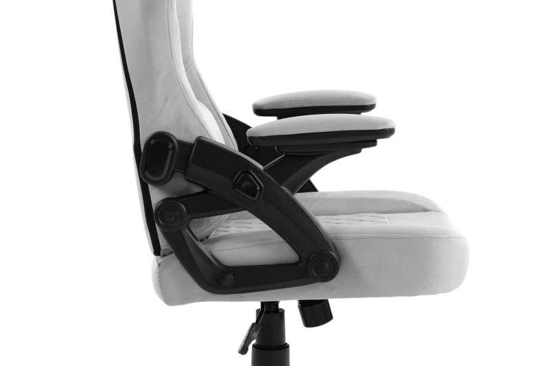 Fotel Gamingowy Delagear G 404 Szary Velvet Materiałowy - detal bocznego mechanizmu.
