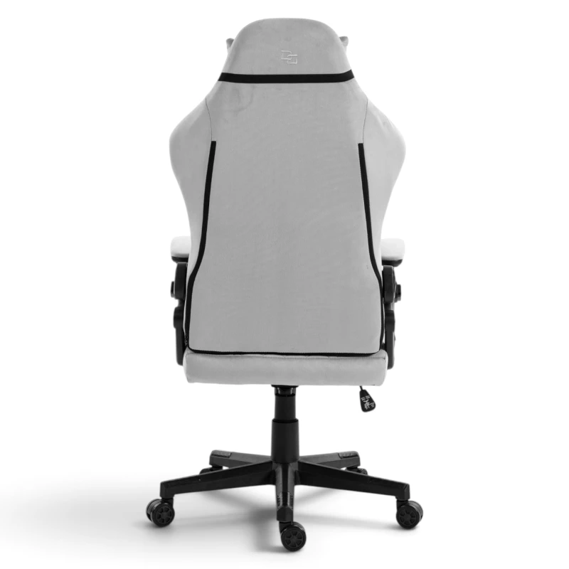 Fotel Gamingowy Delagear G 404 Szary Velvet Materiałowy - centralny widok z tyłu.