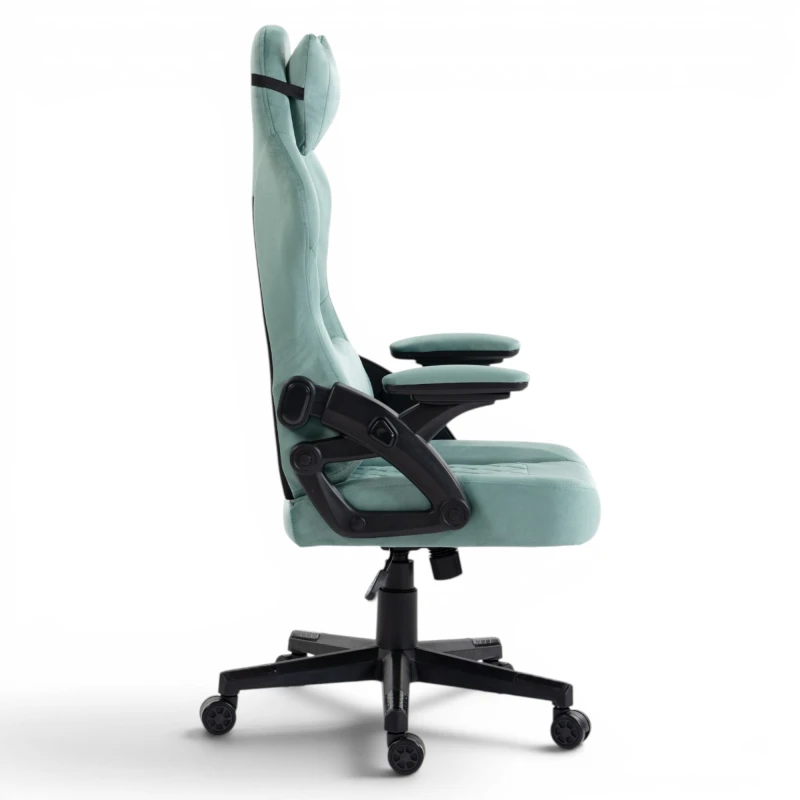 Fotel Gamingowy Delagear G 404 Zielony Velvet Materiałowy - widok z lewego boku.