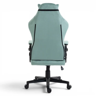 Fotel Gamingowy Delagear G 404 Zielony Velvet Materiałowy - centralny widok z tyłu.
