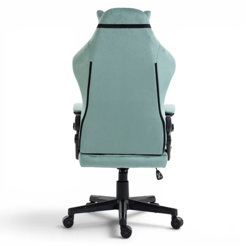 Fotel Gamingowy Delagear G 404 Zielony Velvet Materiałowy - centralny widok z tyłu.