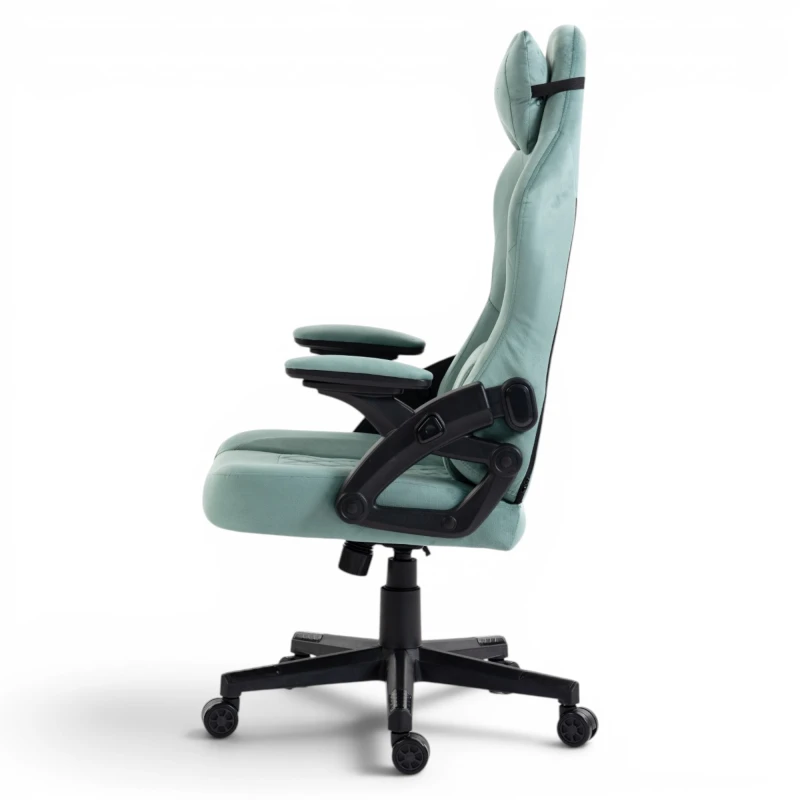 G 404 Velvet - green (9).jpgFotel Gamingowy Delagear G 404 Zielony Velvet Materiałowy - widok z prawego boku.