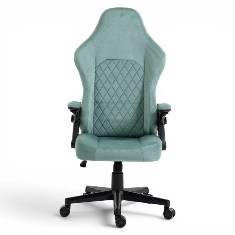 Fotel Gamingowy Delagear G 404 Zielony Velvet Materiałowy - front bez poduszek.