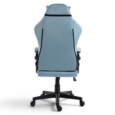 Fotel Gamingowy Delagear G 404 Niebieski Velvet Materiałowy - centralny widok z tyłu.