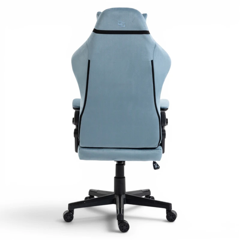 Fotel Gamingowy Delagear G 404 Niebieski Velvet Materiałowy - centralny widok z tyłu.