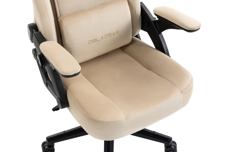 Fotel Gamingowy Delagear G 450 Beżowy Materiałowy - zbliżenie na siedzisko.