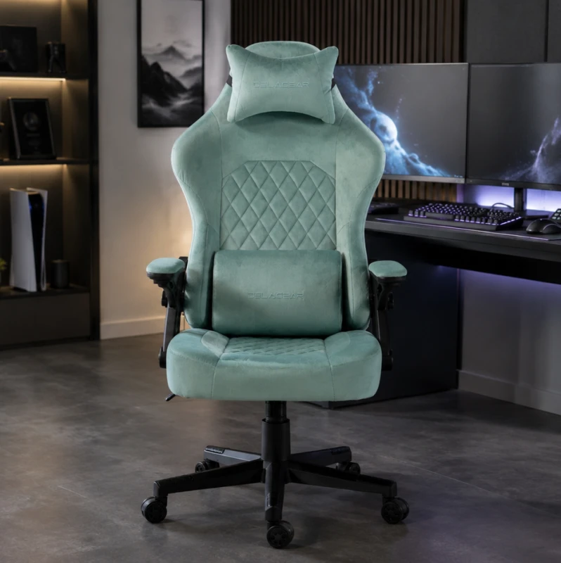 Fotel Gamingowy Delagear G 404 Zielony Velvet Materiałowy