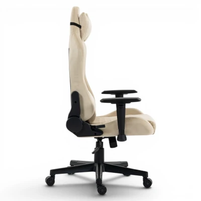 Fotel Gamingowy Delagear G 505 Beżowy Materiałowy - widok z boku.