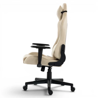 Fotel Gamingowy Delagear G 505 Beżowy Materiałowy - prawy profil.
