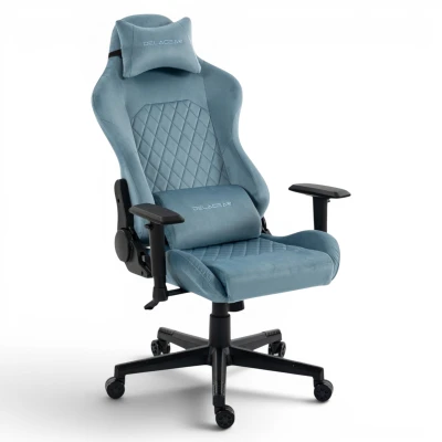 Fotel Gamingowy Delagear G 505 Niebieski Materiałowy - lewy półprofil z przodu