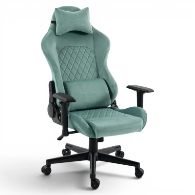 Fotel Gamingowy Delagear G 505 Zielony Materiałowy - lewy półprofil z przodu