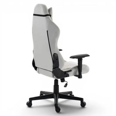 Fotel Gamingowy Delagear G 505 Szary Materiałowy - tylny półprofil z widocznym bocznym mechanizmem.